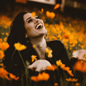 Happy-Woman-in-the-Flower-Field